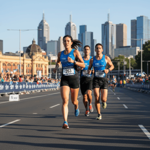 Melbourne marathon lead runners