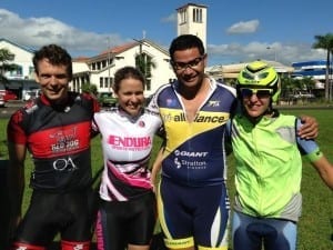 With Ewen Larsen, Sarah Crowley and Gina Crawford after testing out the Bike Course.