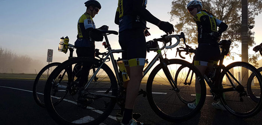 Tri Alliance athletes preparing for an early Melbourne winter ride